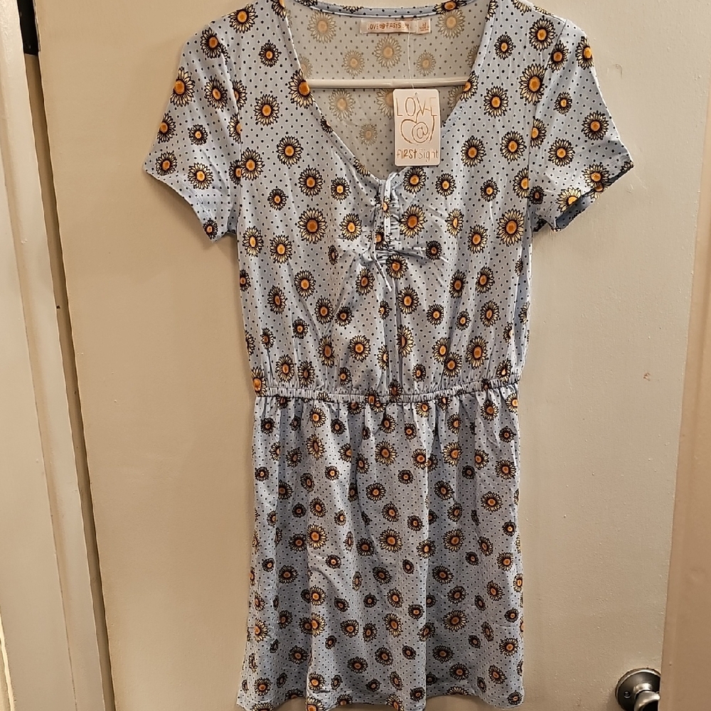 Gray and Brown Smocked Tie Front Midi Sundress